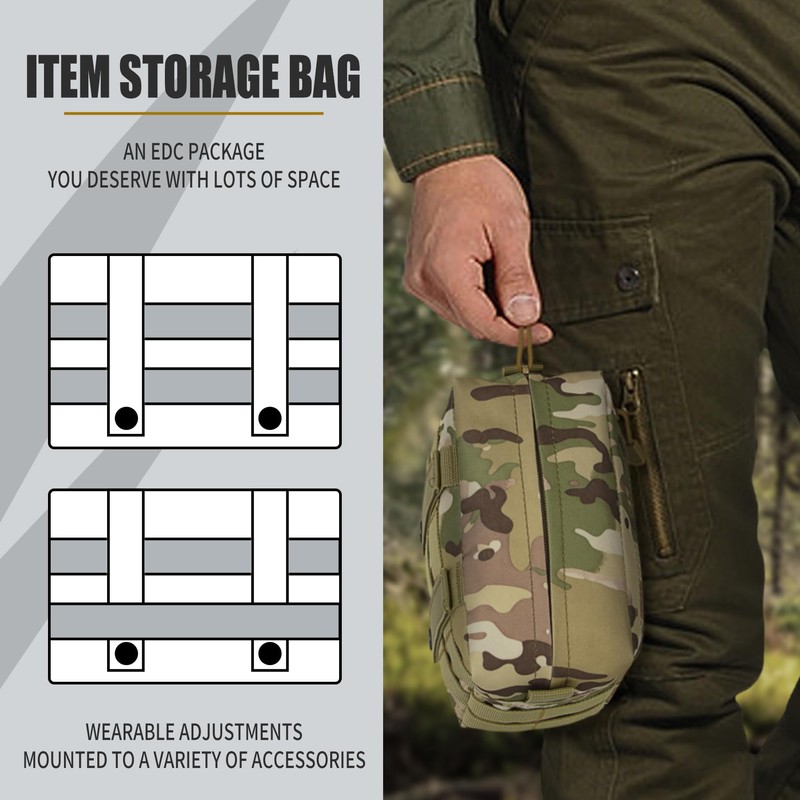 bvya 2 Pack Tactical Molle EDC Pouch Multi-Purpose Admin Pouch