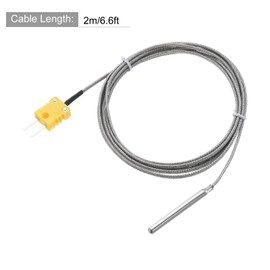 sourcing map 2pcs K Type Thermocouple with Plug, Meter Temperature Sensor Probe 0 to 600°C(32 to 1112°F) Stainless Steel, 5x50mm 6.6ft Wire