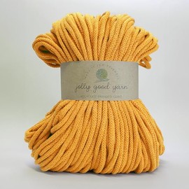 5mm Braided Macrame Cord Rope by Jolly Good Yarn, Soft Recycled Cotton, 100m (500g), Wall & Plant Hangers, Textile Jewellery, Decorations (Shaldon Yellow)