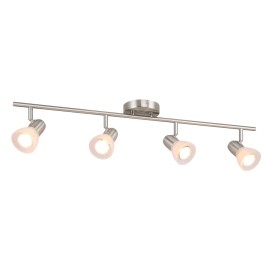 USA Warehouse Gu10 Flexible 4 Head Led Track Spot Lighting Black Iron Frosted Glass Shade Ceiling Track Light for IndoorColor: XB-TR1237-4-BN, Lamp Power(W): 50*4, Emitting Color: Warm white