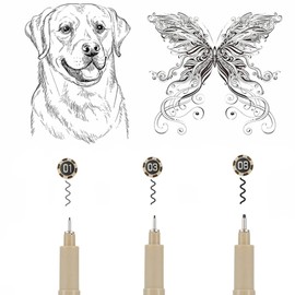 GETHPEN Micro Fineliner Set – 3 size Archival Ink pens for Technical Drawing, Anime & Sketching – Artists, Architects & Illustrators