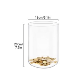 8" x 5“ Clear Money Box for Adults, Break to Open Piggy Bank Acrylic Money Saving Box Unopenable Saving Jar Savings Coin for Kids
