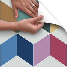 Con-Tact Brand FloorAdorn Vinyl Floor Appliques Self-Adhesive, Decorative and Removable Tiles, 12"X12", Squared Color, 6 Count