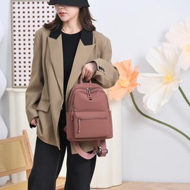 YUESITE Women's Backpack Waterproof Nylon Casual School Bag Daypack Lightweight Travel Backpack Mini Backpack Elegant Lightweight Backpack Handbag for Everyday Travel School Leisure Shopping Caramel
