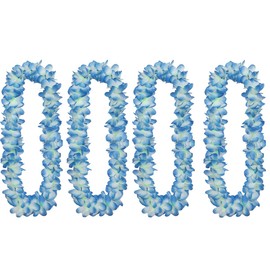 LAYSERI 4 pcs Thickened Hawaiian Leis, Perfect Luau Party Supplies for Summer Beach Vacations, Essential Party Decorations for Birthday, Graduation, and Wedding Celebrations (4, Blue)