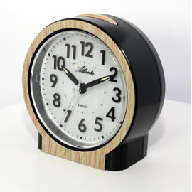 Alarm clock without ticking, quiet with light, snooze, quartz, analogue, 2173/30 (beech/black)
