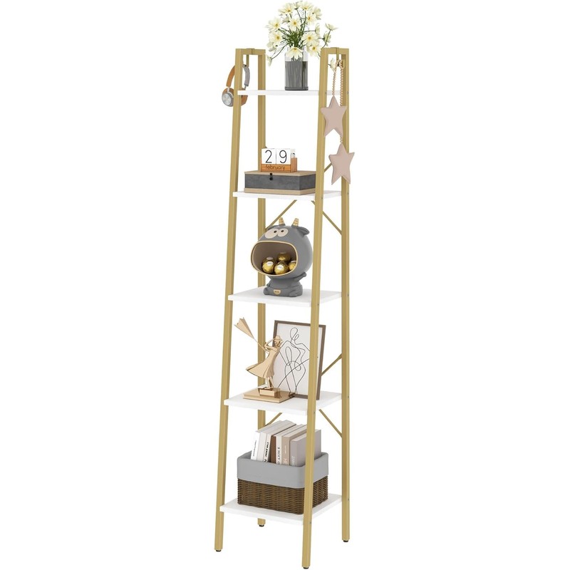 Hzuaneri Ladder Shelf, Bookshelf Bookcase, Freestanding Corner Storage Shelve with