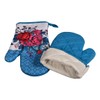 Gourmet Pro Floral Oven Mitts, Turquoise