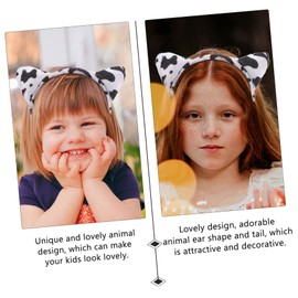 SAFIGLE 2 Sets Cow Ears Headband with Bow Ties and Tail Props for Animal Costume Party for Cosplay Stage Performance and Photography Accessories