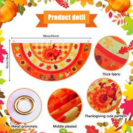 Breling 4 Pcs 1.5 x 3 Feet Fall Bunting Outdoor Flag for Outside Thanksgiving Pleated Fan Flag Pumpkin Turkey Yard Fall Hanging Banner Flag with Canvas Header and Metal Grommet for Holiday Decor