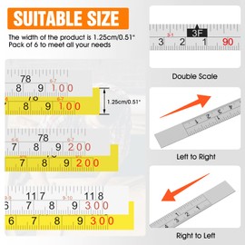 Self Adhesive Measuring Tape 118" Left to Right - 2PCS Yellow for Woodworking T-Track, Peel and Stick Ruler with Fractional Inches & CM