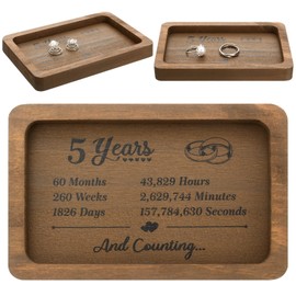Gerrii Anniversary Wood Gift Rectangle Engraved Tray Wedding Anniversary Wood Gifts for Him Husband Wife Trinket Dish Solid Wood Jewelry Display Tray for Rings Watch (Rustic Style)