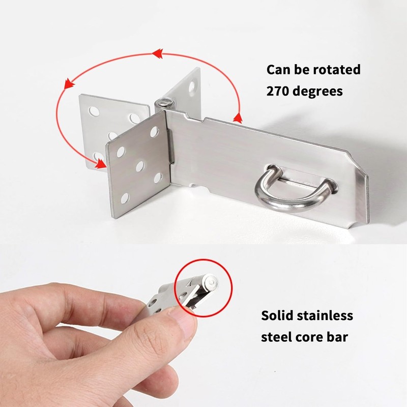 QOOSIKICC Padlock Hasp Kit, Deadbolt Lock Hasp with Padlock &