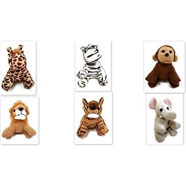 Suede Jungle/Zoo Animals, Assorted Suede Plush Jungle Animals (12 Piece Set)