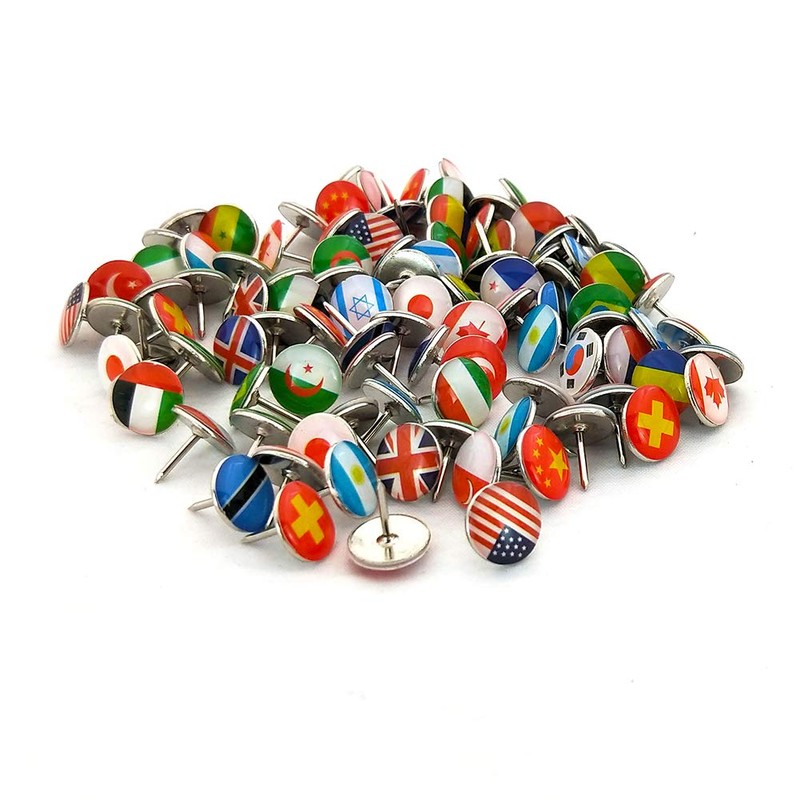 200Pcs Push Pins Creative Fashion Flag Thumb Tacks for Bulletin