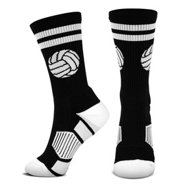 ChalkTalkSPORTS Volleyball Performance Crew Socks - Classic Ball - Black & White - Volleyball Mid-Calf Socks - Adult