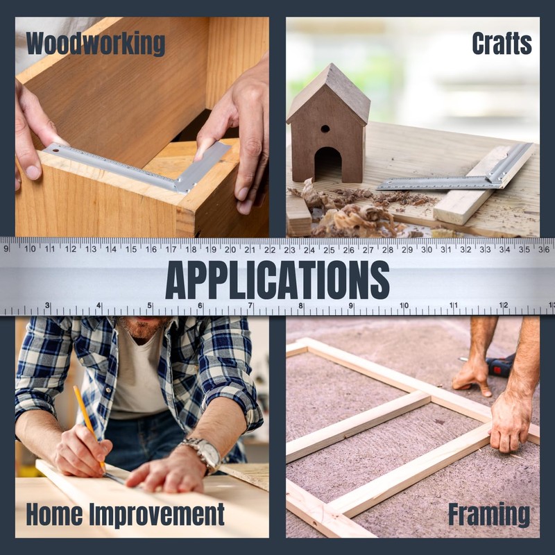 POWERTEC L Square 3pc, Try Square, 90 Degree Measuring Tools