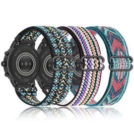 Koazon 3 Pack Stretchy Nylon Watch Bands Compatible with Tozo S5/S3/S6 Smartwatch,Sport Loop Elastic Fabric Breathable Adjustable Quick Release Strap for CMF Watch Pro/Pro 2 Women Men
