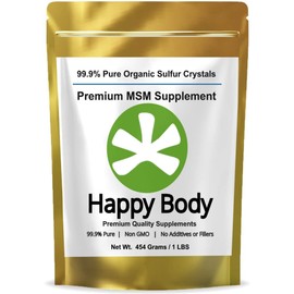 HAPPY BODY Organic Sulfur Crystals - 99% Pure MSM Crystals, Premium MSM Supplement - 1 LBS Pack