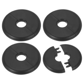 PATIKIL Wall Split Flange 0.65"/16.5mm, 4Pcs ABS Round Self-Adhesive Escutcheon Plate Cover Buckle for Water Pipe Faucet Decoration, Black