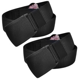 Pack of 2 Money Belt with Zip Secret Compartment, Money Hiding Place for Men and Women, Adjustable Nylon Waist Belt for Men, Belt with Money Compartment, Black Money Belt for Men for Travel Business