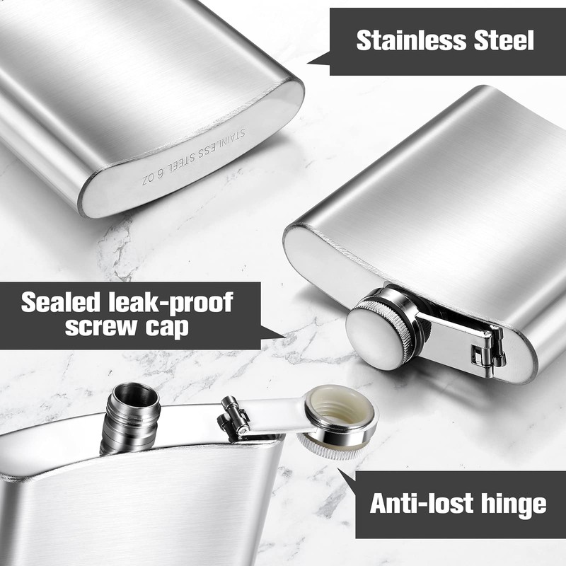 Honeydak 20 Pcs 8 oz Hip Flask for Liquor Stainless