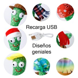 Cactus Bailarin, Parlante Que Habla, Peluche con Música, Recargable de Cactus, Que Habla y Repite, Juguete para Niños 3-12 Años, Regalo y Juguete Creativo para Niños