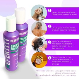 Shampoo Matizador Violeta + Tratamiento Keratina Nefertiti