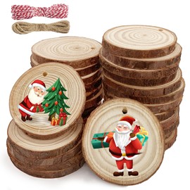 gaoduanluoluo Pack of 30 Wooden Discs, 5-6 cm Untreated Tree Discs, Small Wooden Discs for Crafts with Hole, Round Wooden Disc for DIY, Crafts, Wedding, Christmas Decoration