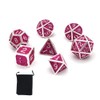 DollaTek 7pcs Polyhedral Metal Dice Set with Black Storage Bag