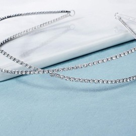 Teensery 1 Pack Double Row Cross Crystal Rhinestone Headband Hair Hoop for Headpiece Girls Women Bridal Party Wedding (Silver)