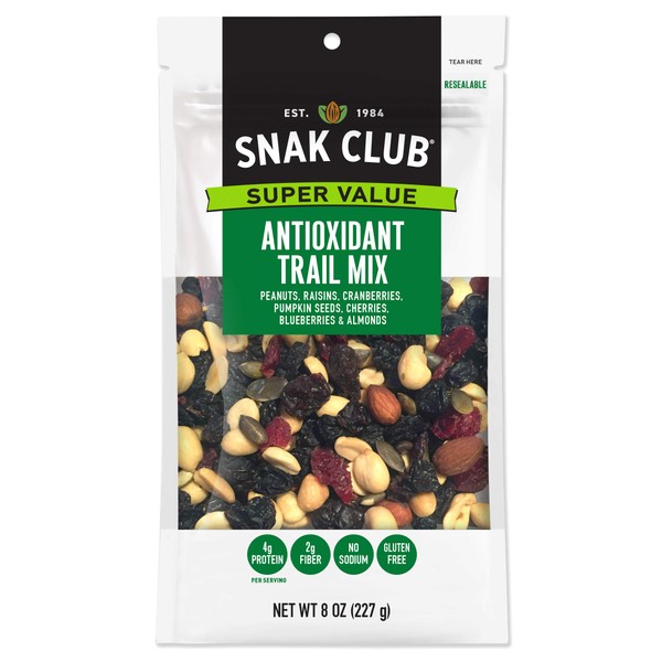 Snak Club All Natural Antioxidant Trail Mix, Non-GMO, 8-Ounces, 6-Pack
