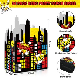 Outus 24 Pieces Party Favor Box Colorful Theme Candy Treat Boxes Cardboard Goodies Present Cookies Boxes for Kids Birthday Baby Shower Parties Carnival Decorations Supplies, 6.1 x 2.4 x 4.3 Inches