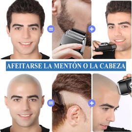 WTDD 2 en 1 Afeitadora Eléctrica para Hombre, Resistente al Agua, Con Recortadora De Precisión, Recargable por USB, Maquinilla De Afeitar Led Para Bigote, Maquinillas de Afeitar para el Hogar de Los Hombres