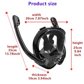 Snorkel Mask,Full face Diving mask,Double Tube Breath Separation,Anti Fog Anti Leak, 180 Degree Ultra Wide Angle,Suitable for Adults and Beginners, (Black, S/M)
