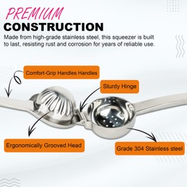 VALTIFY Stainless Steel Lemon Squeezer - Premium Quality Large Solid Metal Squeezer Bowl for Effortless Juice Extraction - Heavy Duty Manual Citrus Press Juicer for Lemon, Lime & Orange | Large