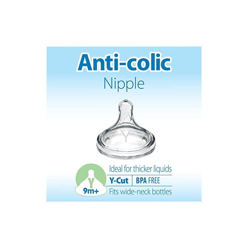 Dr. Brown's Options+ Wide-Neck Baby Bottle Nipple, Y-Cut (9 Months+),