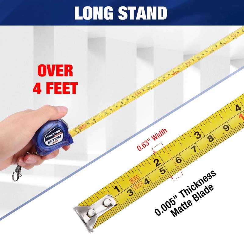 Lightweight 6FT Retractable Keychain Tape Measure Set - Easy Reading