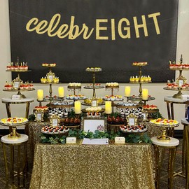 Sursurprise 8th Birthday Banner, Gold CelebrEight Banner, 8th Birthday Party Decorations for Boys and Girls Eight Bday Party Supplies