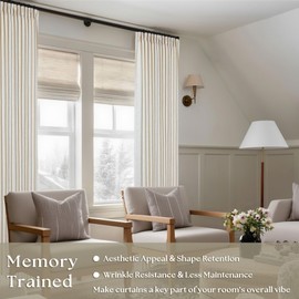 Memory Shape Trained Pinch Pleated Linen Curtains 100 Inches Long for Living Room Bedroom Custom Pleat with Hooks for Track Back Tab Light Filtering Window Curtain 100 Inch Drapes for Dining Room