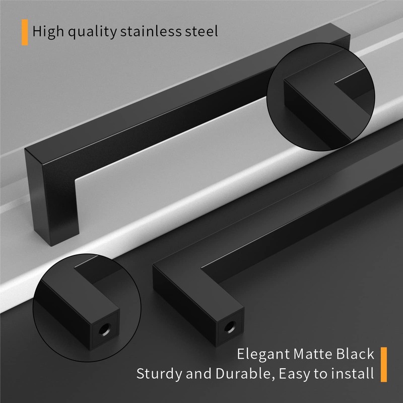 Amerdeco 10 Pack Matte Black Cabinet Pulls 6.25 Inch(160mm) Hole