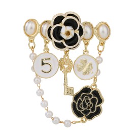 Pearl Brooch - Women's Brooches & Pins, Pearl Brooches for Women Uk, Flower Brooches for Women, Camelia Brooch Pins For Clothes, Corsage Brooches,Vintage Costume Brooches for Women,Flower Pearl Brooch