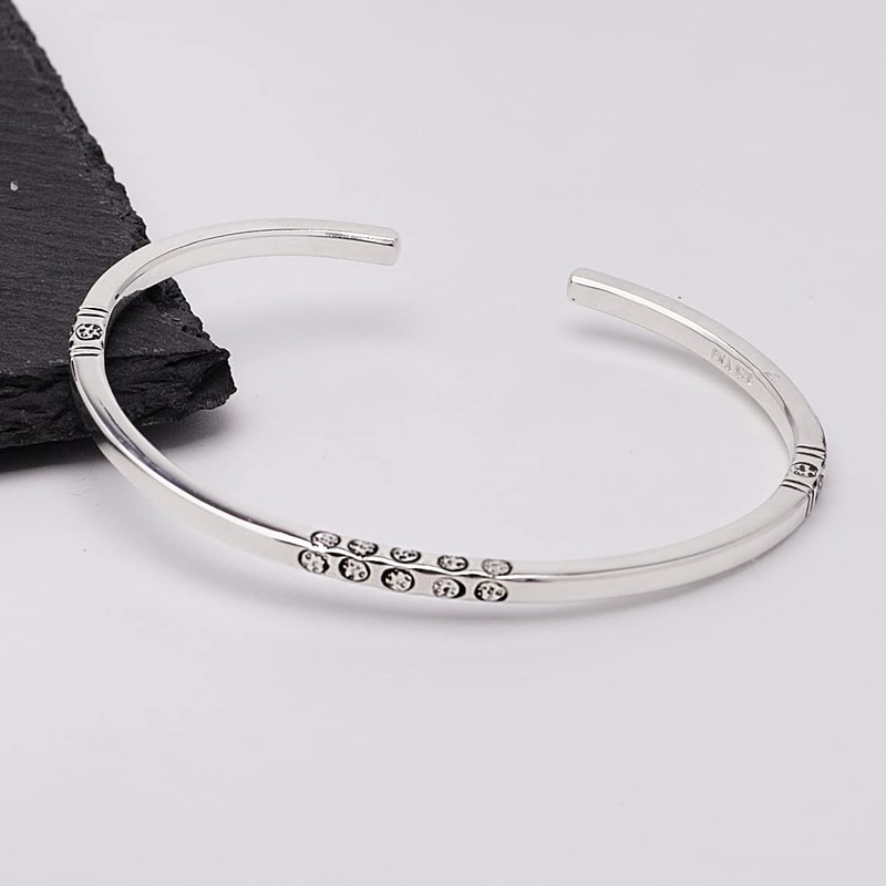 Treasure Bay Solid 925 Sterling Silver Bangle for Men and