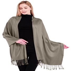 CJ Apparel Light Beige Solid Colour Tassels Design Shawl Scarf Wrap Stole Throw Head Wrap Pashmina Hand Made in Nepal NEW