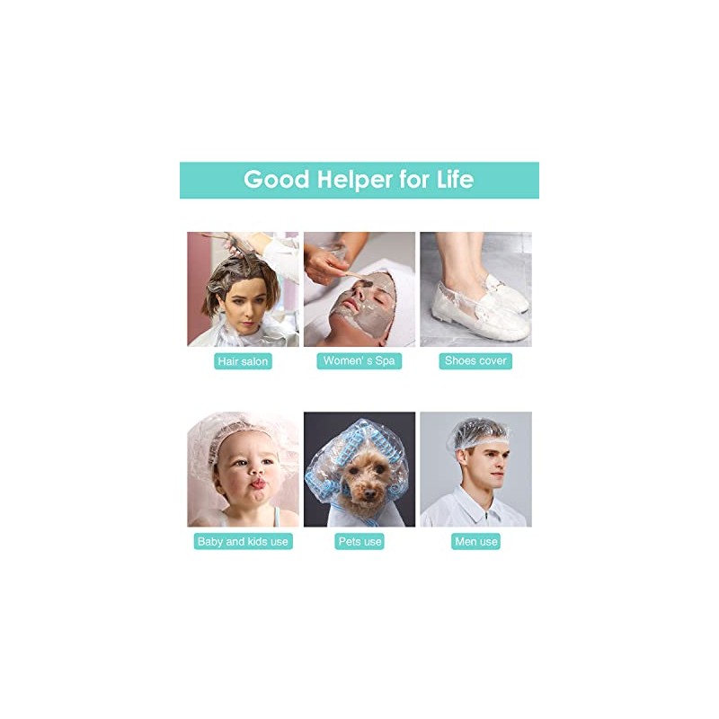 Auban Gorro de ducha desechable, 100 unidades de gorras de