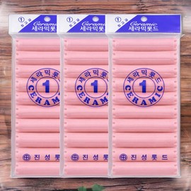 Orive hair dye, dye gloves, perm scissors, Jinseong self-perm, ceramic hair rod, No. 1, 3 pink / 오라이브 염색약 염색장갑 파마용가위 진성 셀프파마 세라믹 헤어 롯드 1호 3개 핑크