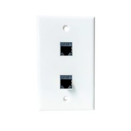 BOPLAT 2 Port Ethernet CAT7 Wall Plate Female to Female - Double Shielded Network CAT 7 RJ45 Keystone Jack Outlet Wallplate for CAT8/CAT7/CAT6 Cables - White