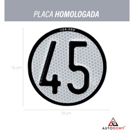 Autodomy Speed Limit Sign 45 km/h V4 Speed Plate for Quad and ATV Homologated and Reflective 100 x 100 mm