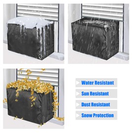 TRELC Window Air Conditioner Cover Outdoor, Air Conditioner Defender Winter AC Window Unit Cover with Adjustable Straps, Bottom Covered (Black, 25 x 20 x 17.3 inch)