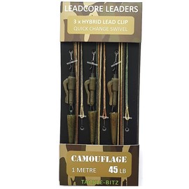 Camo Carp Leadcore Leaders Hybrid Lead clips QC or Ring Swivel Ready Tied (Quick Change swivel)